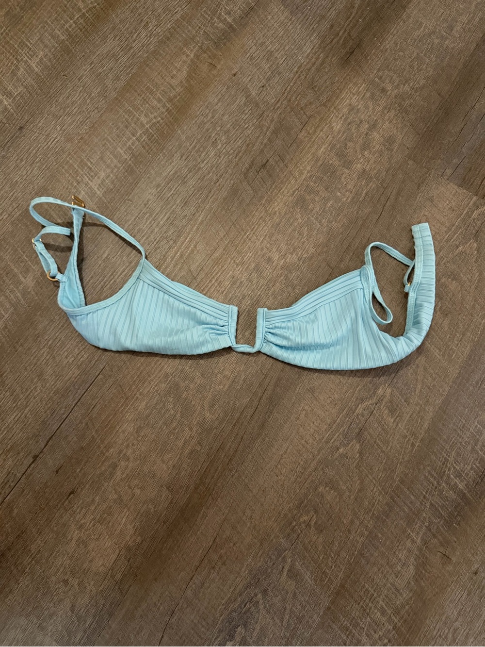 L-Space Light Blue Ribbed Women's Swim Bikini Top